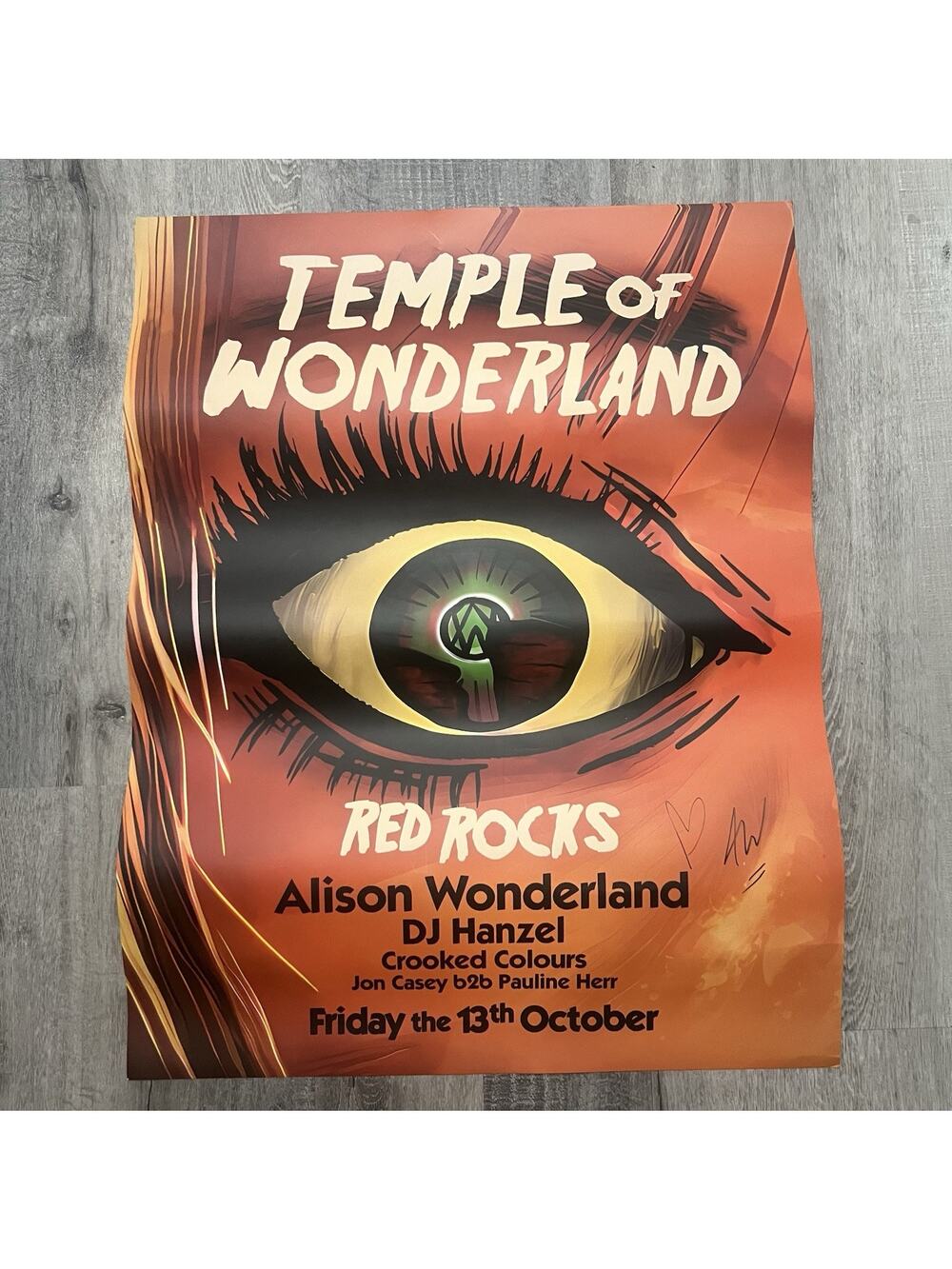Alison Wonderland Autographed Poster Temple Of Wonderland Red Rocks Signed RARE